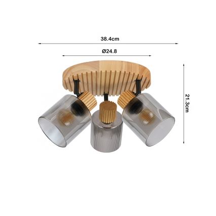 Brilagi - Luminária de focos HYGGE 3xE14/15W/230V seringueira/fumê