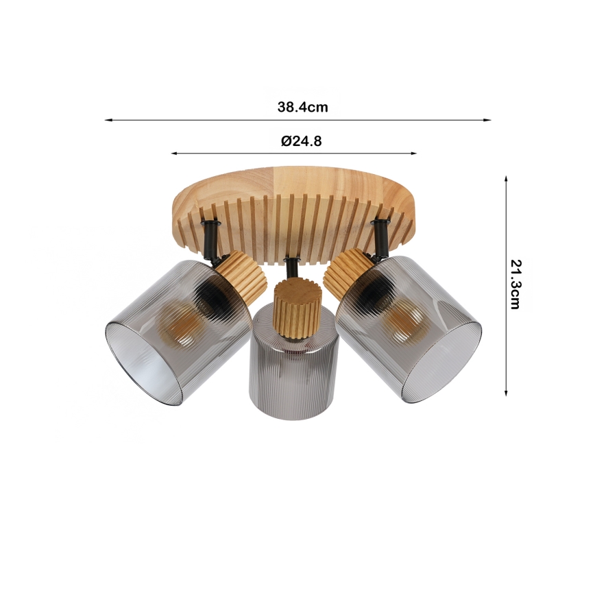 Brilagi - Luminária de focos HYGGE 3xE14/15W/230V seringueira/fumê