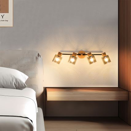 Brilagi - Luminária de focos HYGGE 4xE14/15W/230V madeira/fumê