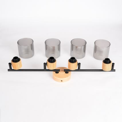 Brilagi - Luminária de focos HYGGE 4xE14/15W/230V madeira/fumê