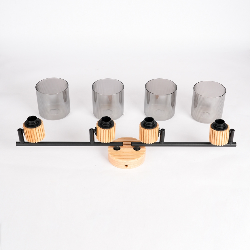 Brilagi - Luminária de focos HYGGE 4xE14/15W/230V madeira/fumê