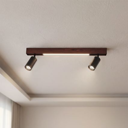 BRILAGI - Luminária de focos LED SELE 2xGU10/30W/230V + LED/15W preta/decor cerejeira