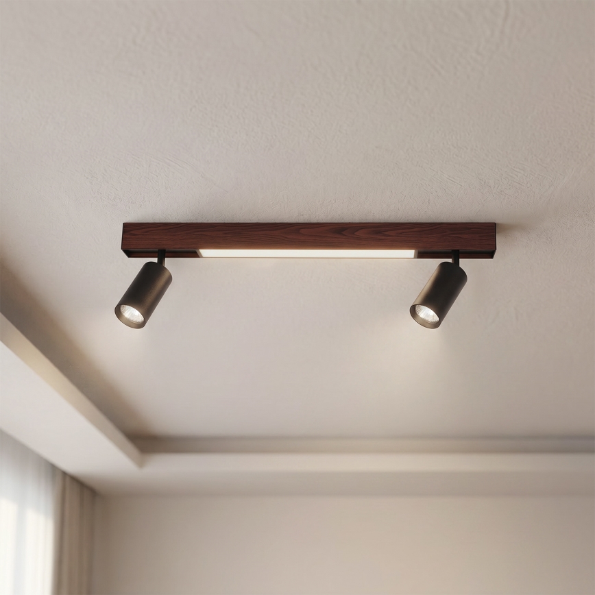 BRILAGI - Luminária de focos LED SELE 2xGU10/30W/230V + LED/15W preta/decor cerejeira