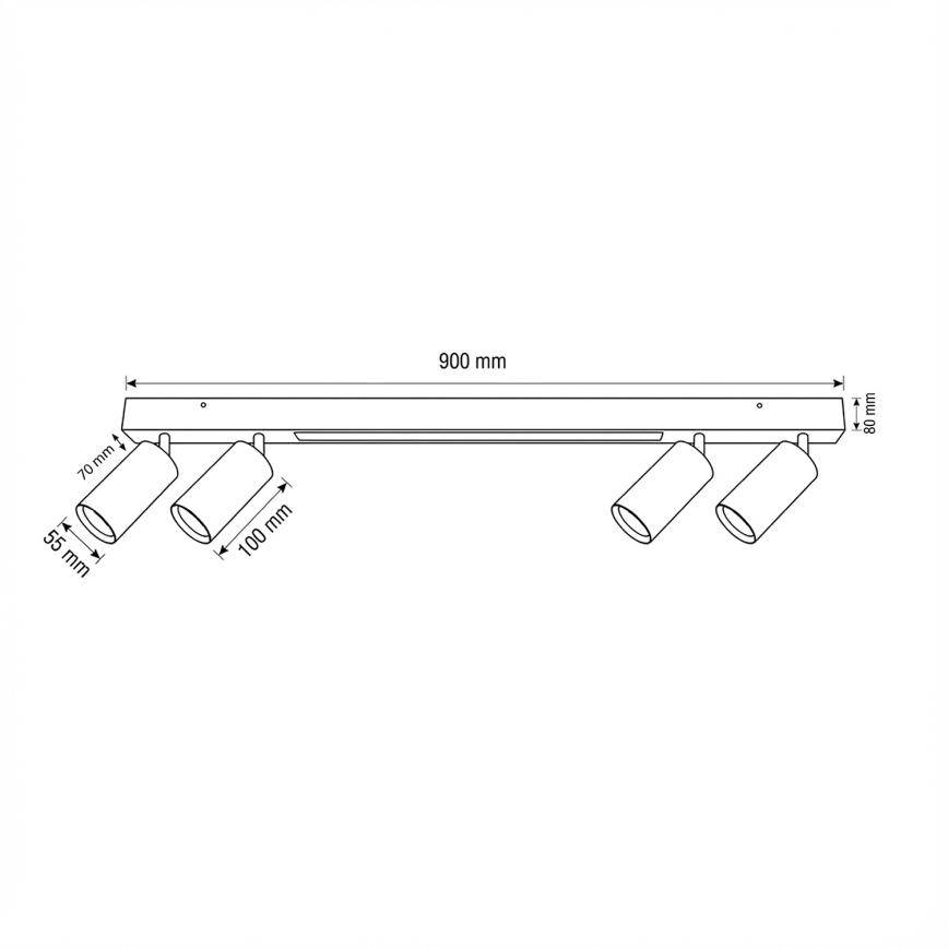 Brilagi - Luminária de focos LED SELE 4xGU10/30W/230V + LED/20W preta