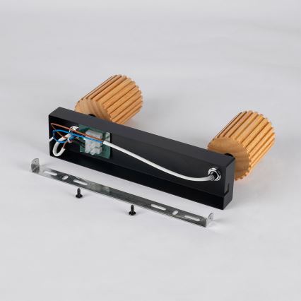 Brilagi - Luminária de focos MODERN WOOD 2xGU10/8W/230V seringueira/preto