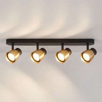 Brilagi - Luminária de focos NUGGET 4xGU10/30W/230V preto/dourado