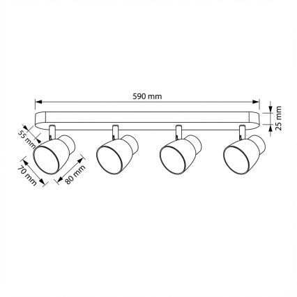 Brilagi - Luminária de focos NUGGET 4xGU10/30W/230V preto/dourado