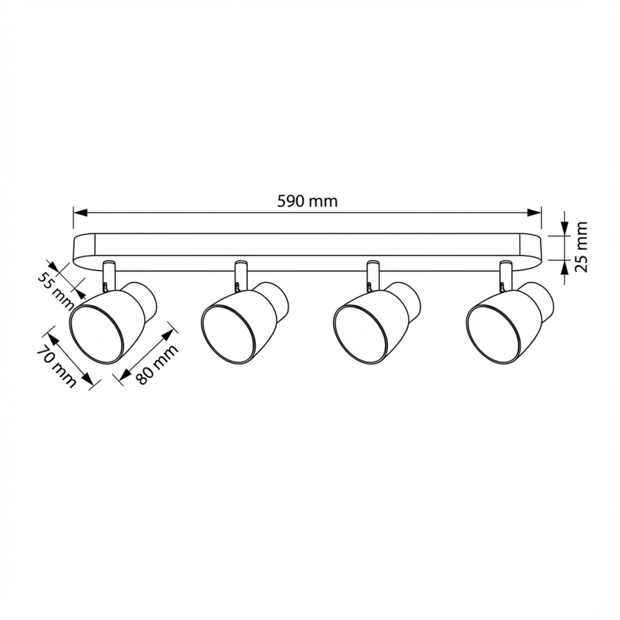Brilagi - Luminária de focos NUGGET 4xGU10/30W/230V preto/dourado