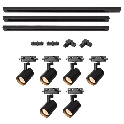 Brilagi - Luminária de focos para sistema de calha HUSKY 6xGU10/10W/230V preta