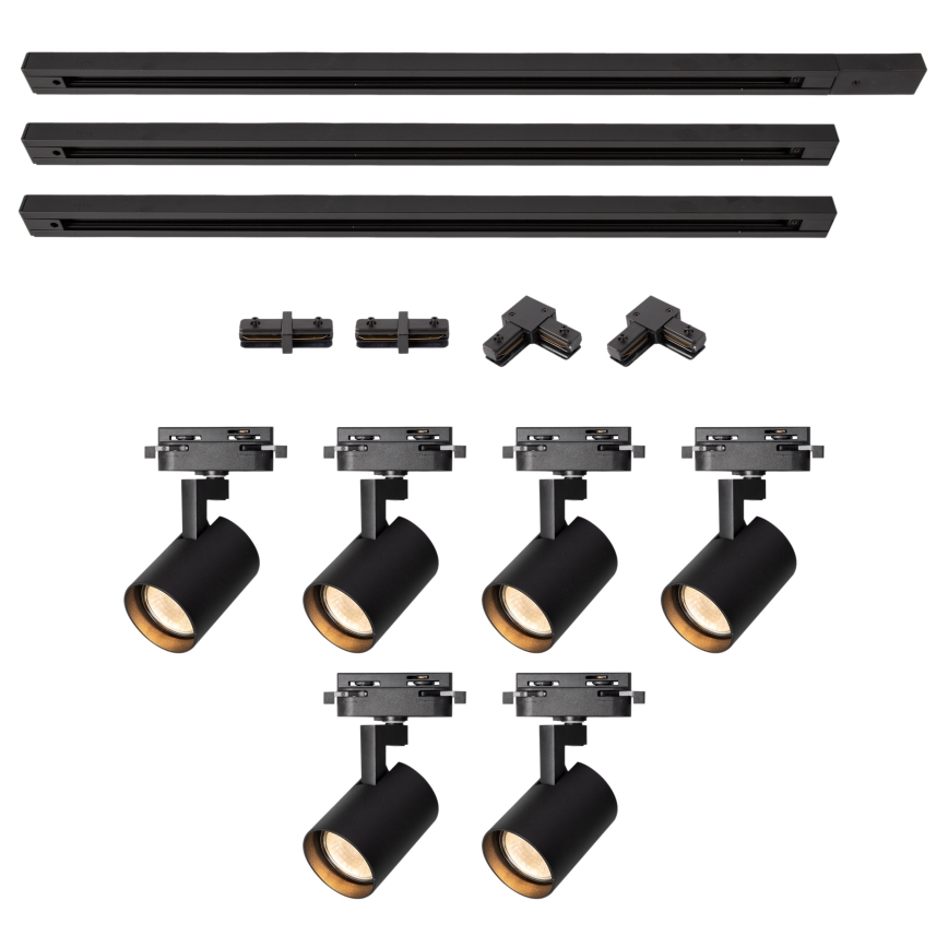 Brilagi - Luminária de focos para sistema de calha HUSKY 6xGU10/10W/230V preta