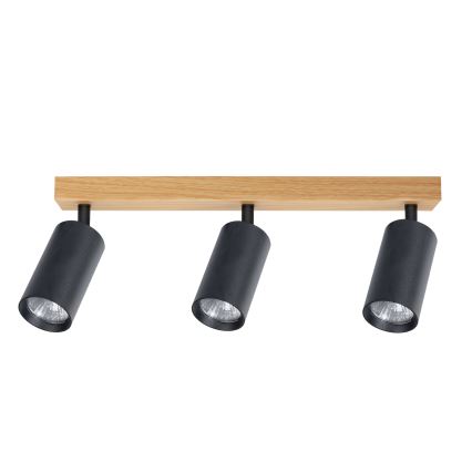 Brilagi - Luminária de focos SELE 3xGU10/30W/230V preto/acabamento em carvalho