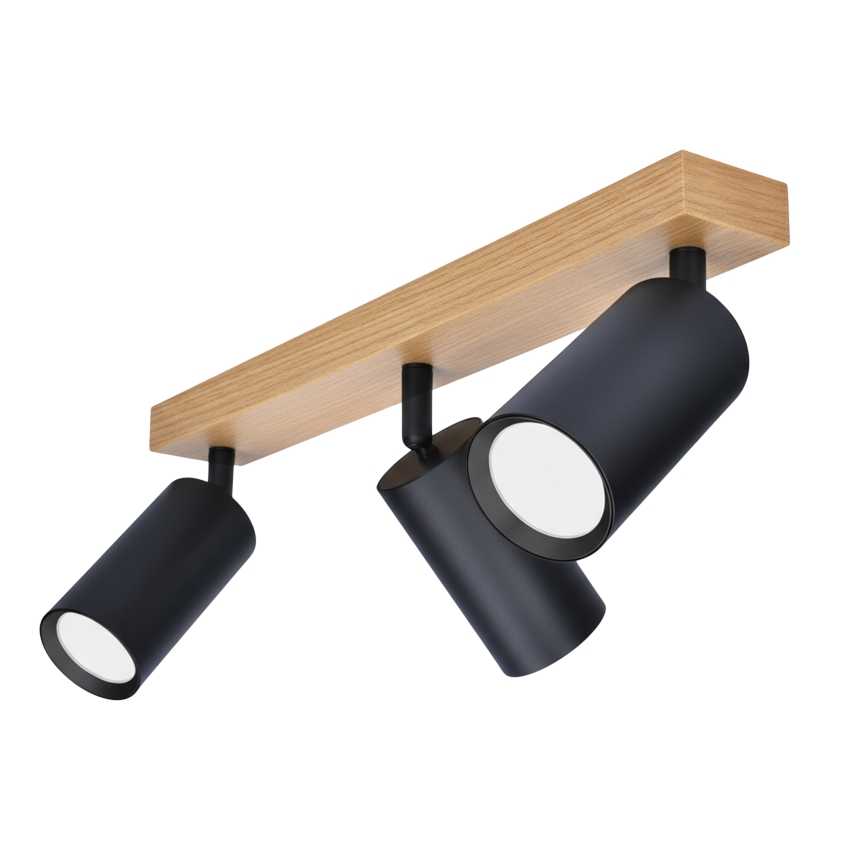 Brilagi - Luminária de focos SELE 3xGU10/30W/230V preto/acabamento em carvalho