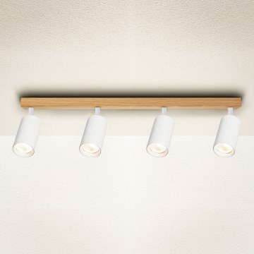 Brilagi - Luminária de focos SELE 4xGU10/30W/230V branca/acabamento carvalho