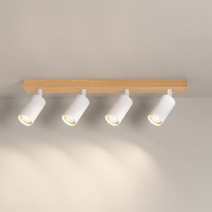 Brilagi - Luminária de focos SELE 4xGU10/30W/230V branca/acabamento carvalho