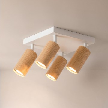 Brilagi - Luminária de focos SELE SQUARE 4xGU10/30W/230V branca/acabamento em carvalho