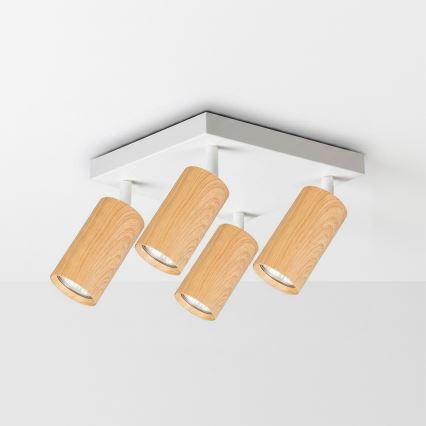 Brilagi - Luminária de focos SELE SQUARE 4xGU10/30W/230V branca/acabamento em carvalho