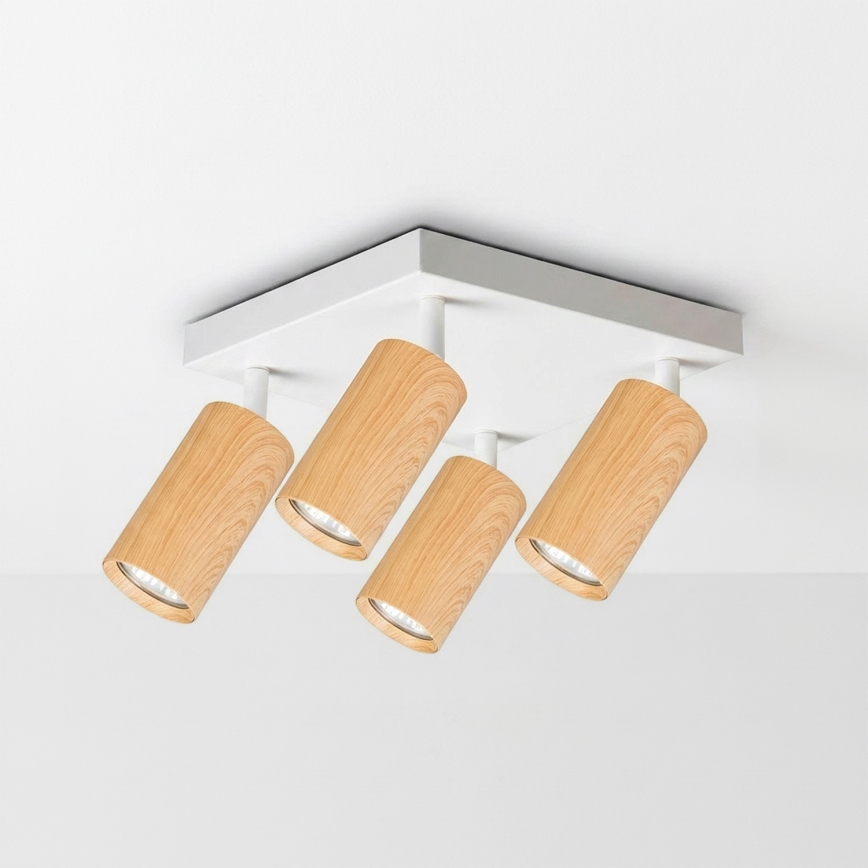 Brilagi - Luminária de focos SELE SQUARE 4xGU10/30W/230V branca/acabamento em carvalho