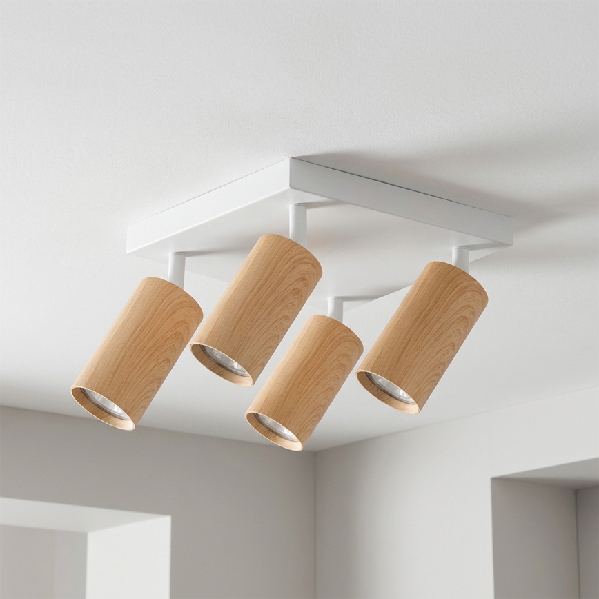 Brilagi - Luminária de focos SELE SQUARE 4xGU10/30W/230V branca/acabamento em carvalho