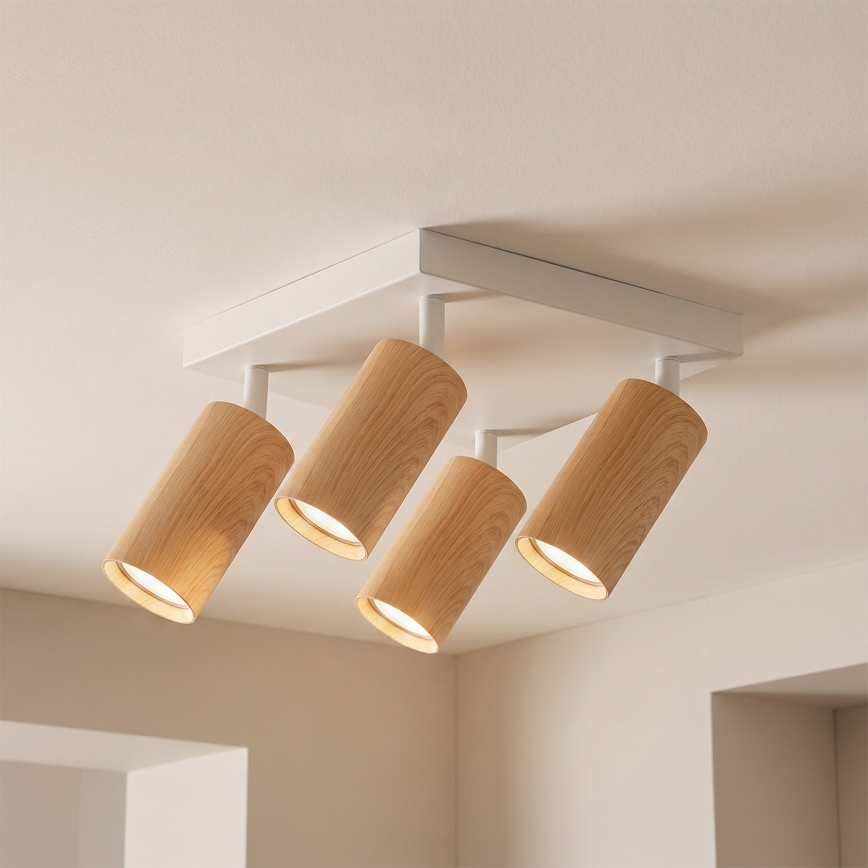 Brilagi - Luminária de focos SELE SQUARE 4xGU10/30W/230V branca/acabamento em carvalho