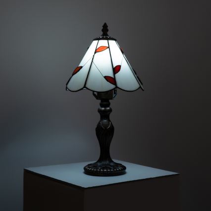 BRILAGI - Luminária de mesa Tiffany em vitral FOLIA 1xE27/60W/230V