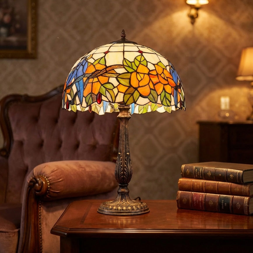Brilagi - Luminária de mesa Tiffany em vitral JUNGLE 2xE27/60W/230V