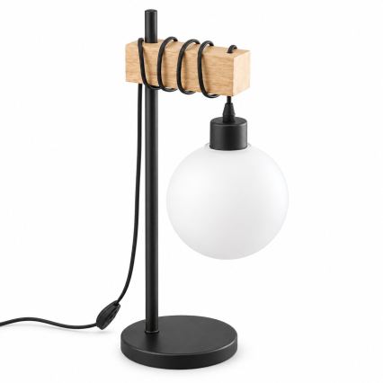BRILAGI - Luminária de mesa WOOD GLASS 1xE27/40W/230V castanho/preto/branco