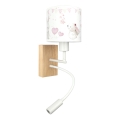 Brilagi - Luminária de parede infantil flexível LED BOBO WOOD 1xE27/25W/230V + LED/3W carvalho/branco/creme/coelhinhos