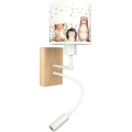 Brilagi - Luminária de parede infantil flexível LED BOBO WOOD 1xE27/25W/230V + LED/3W carvalho/branco/motivos de animais