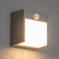 Brilagi - Luminária de parede LED exterior com sensor TERNI LED/12W/230V cinza IP44