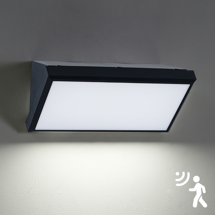 Brilagi - Luminária de parede LED exterior com sensor TRIANGLE LED/20W/230V preto IP65