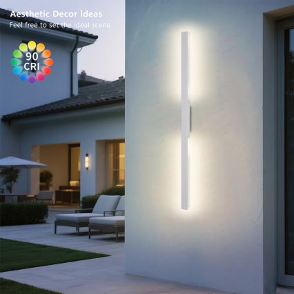 Brilagi - Aplique de parede exterior LUNA LED/24W/230V 3000K IP65 100 cm branco CRI 90