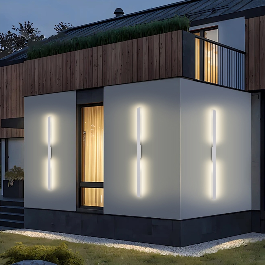Brilagi - Aplique de parede exterior LUNA LED/24W/230V 3000K IP65 100 cm branco CRI 90