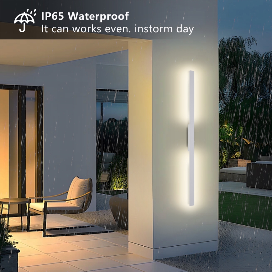 Brilagi - Aplique de parede exterior LUNA LED/24W/230V 3000K IP65 100 cm branco CRI 90