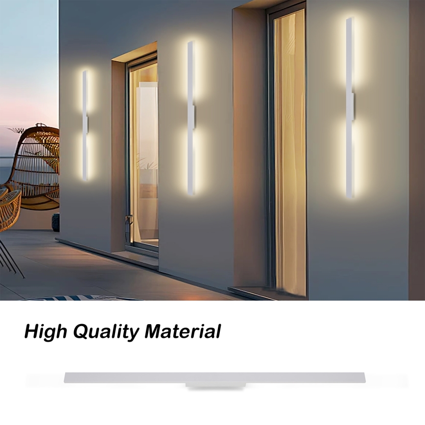 Brilagi - Aplique de parede exterior LUNA LED/24W/230V 3000K IP65 100 cm branco CRI 90