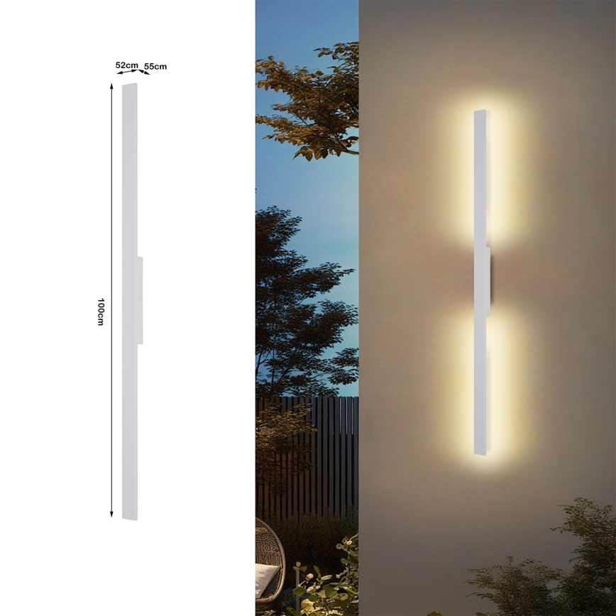 Brilagi - Aplique de parede exterior LUNA LED/24W/230V 3000K IP65 100 cm branco CRI 90