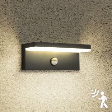 Brilagi - Luminária de parede LED para exterior com sensor TESSI LED/10W/230V preta IP54