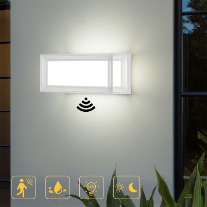 Brilagi - Candeeiro de parede exterior LED com sensor PARKER LED/12W/230V branco IP44