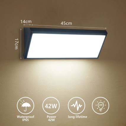Brilagi - Aplique de parede exterior LED TRIANGLE LED/42W/230V 3000/4000/6500K 45 cm preto IP65
