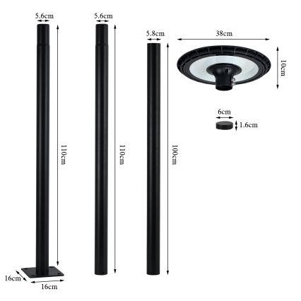 Brilagi - Luminária de rua LED para exterior URBANSPARK LED/120W/230V preta IP65