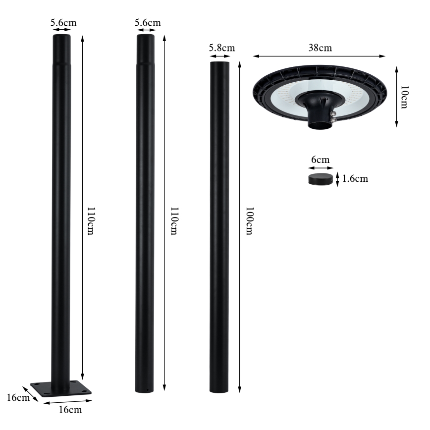 Brilagi - Luminária de rua LED para exterior URBANSPARK LED/120W/230V preta IP65