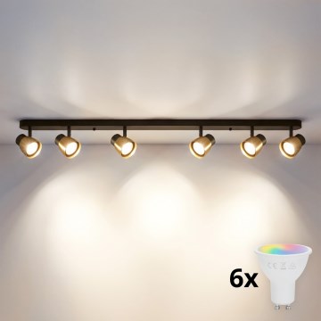 Brilagi - Luminária de spots LED RGBW regulável NUGGET 6xGU10/6W/230V 2700-6500K Wi-Fi preto/dourado