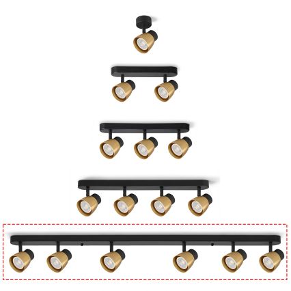 Brilagi - Luminária de spots NUGGET 6xGU10/30W/230V preto/dourado
