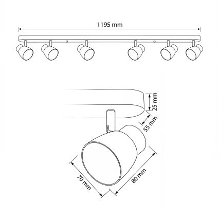 Brilagi - Luminária de spots NUGGET 6xGU10/30W/230V preto/dourado