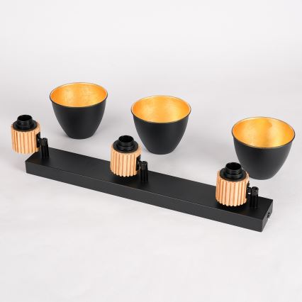 Brilagi - Luminária de spots ODENSE 3xE14/10W/230V madeira de seringueira/preta