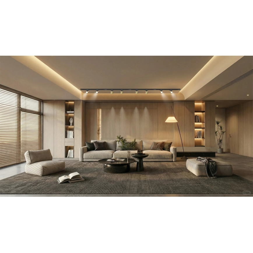 Brilagi - Luminária de spots para sistema de trilhos HUSKY 8xGU10/10W/230V preto/dourado