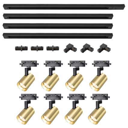Brilagi - Luminária de spots para sistema de trilhos HUSKY 8xGU10/10W/230V preto/dourado