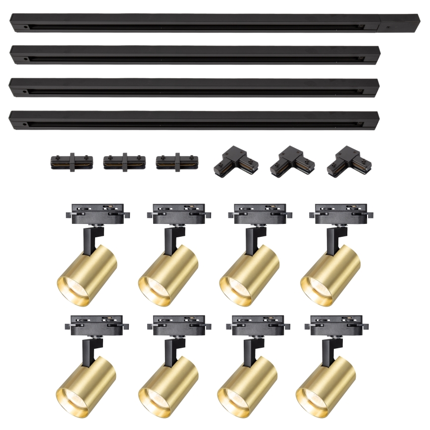 Brilagi - Luminária de spots para sistema de trilhos HUSKY 8xGU10/10W/230V preto/dourado