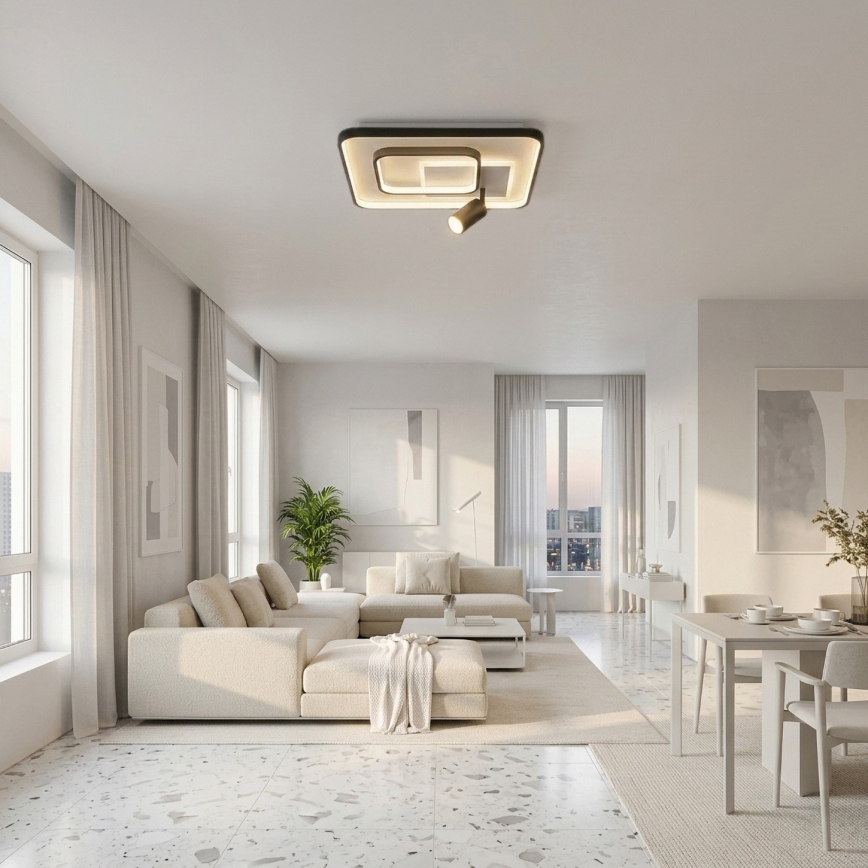 Brilagi - Candeeiro de teto LED dimerizável UNITY LED/75W/230V + 1xGU10/3W 3000-6000K 50x50 cm branco/preto + comando remoto