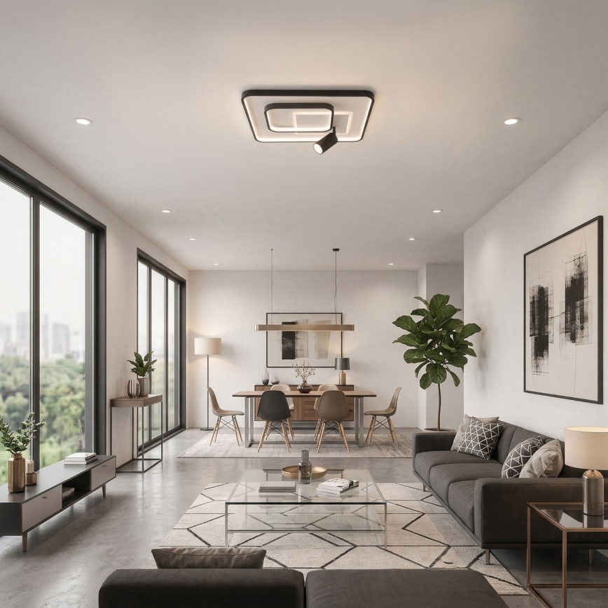 Brilagi - Candeeiro de teto LED dimerizável UNITY LED/75W/230V + 1xGU10/3W 3000-6000K 50x50 cm branco/preto + comando remoto