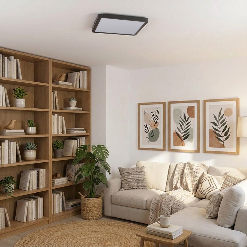 Brilagi - Candeeiro de tecto LED regulável ESTELA SQUARE LED/36W/230V 3000-6500K 31x31 cm preto + comando remoto